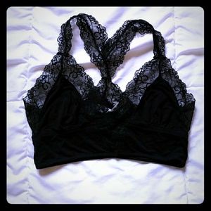 Urban outfitters Black lace racer back bralette